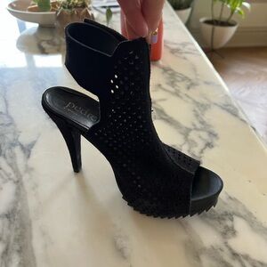 Pedro Garcia suede laser cut heels with platform